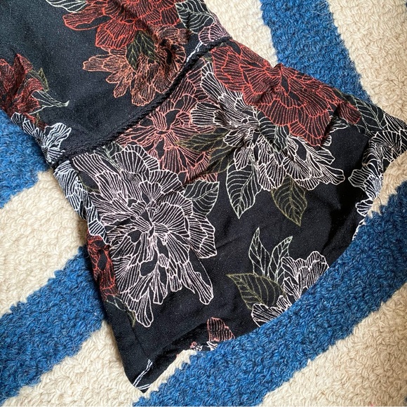 🍂 TARGET COLLECTION BOHO BLACK GREEN MULTI FLORAL CAPRI SLEEVE LOOSE FIT DRESS! - Picture 7 of 14